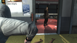 Daniel aims his gun at Desmond in Brazil