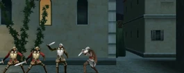 Ezio fighting the Templars planning to assassinate Queen Isabella