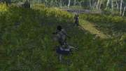 Connor pulling a poacher with a rope dart