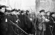 Revolutionaries and captured policemen during the February Revolution