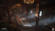 Concept art of the great hall in Utgard