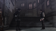 Ezio confronting Vieri at the Casa di Vespucci