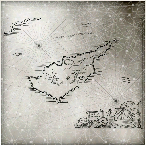 地中海岛屿塞浦路斯的草图。