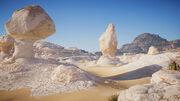 The rock formations in the desert