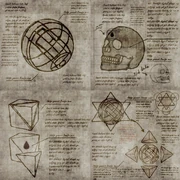Diagrams of a blood vial among Achilles Davenport's notes