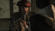 Leonardo con la hoja oculta de Ezio.
