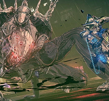 The male protagonist and his Sword Legion fighting a Homunculus.