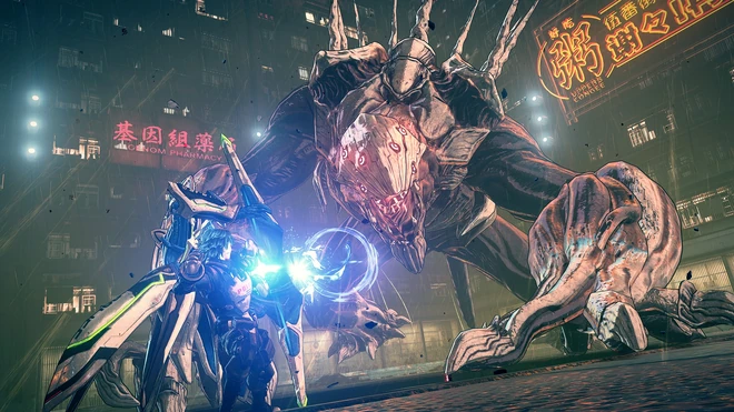 The male protagonist fighting a boss using the Arrow Legion.