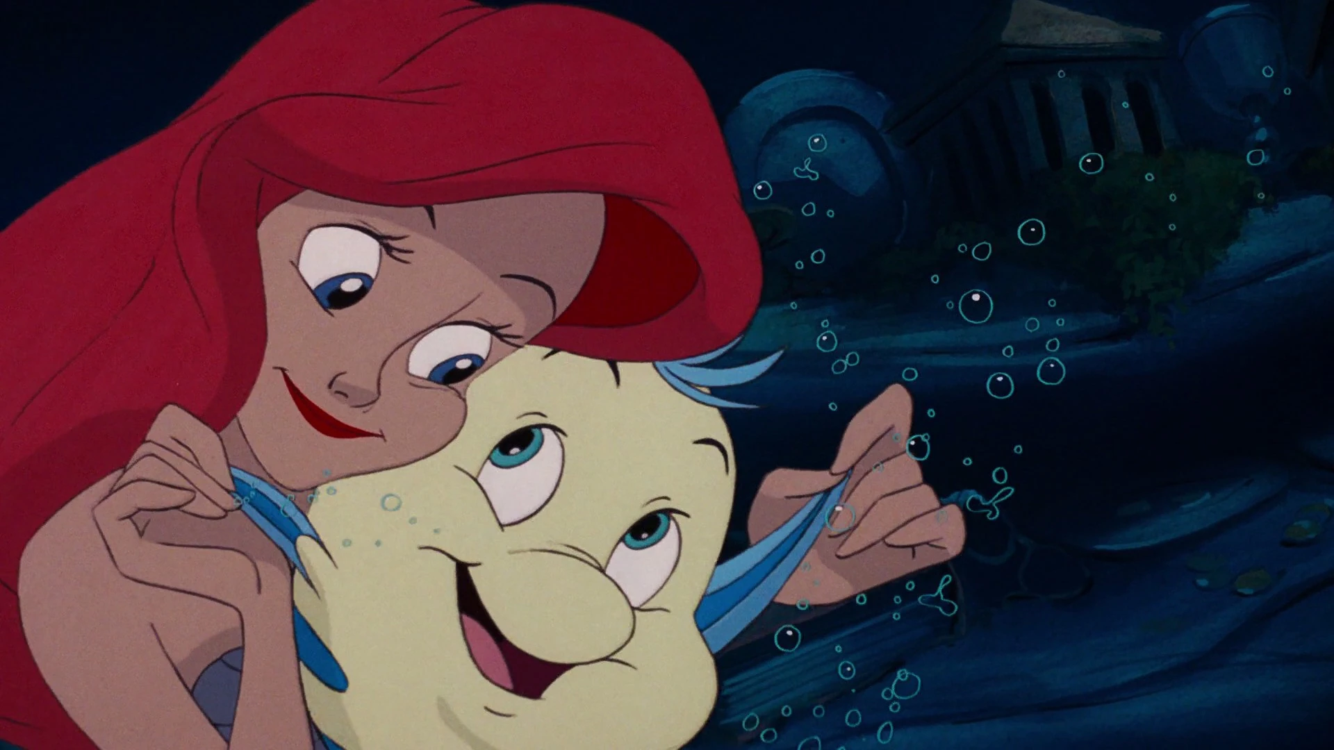 Ariel And Flounder Hug