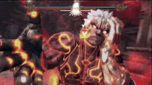 Asura generating a shockwave of Mantra with his fist