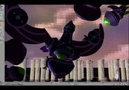 Unused frame showing software used to animate the opening.