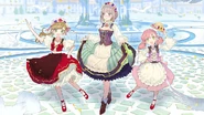 Mea, Ren and Escha dancing at Flussheim's plaza.