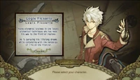 Logy in the character selection screen