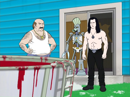 Carl selling his home to Danzig because of the Cybernetic Ghost of Christmas Past from the Future