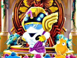 Master Shake plays a minigame in his virtual world of Shaketopia.