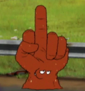 Meatwad as a middle finger in Carl Wash