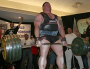 Andy Bolton sets the world record for deadlift at 1003lbs, 2006