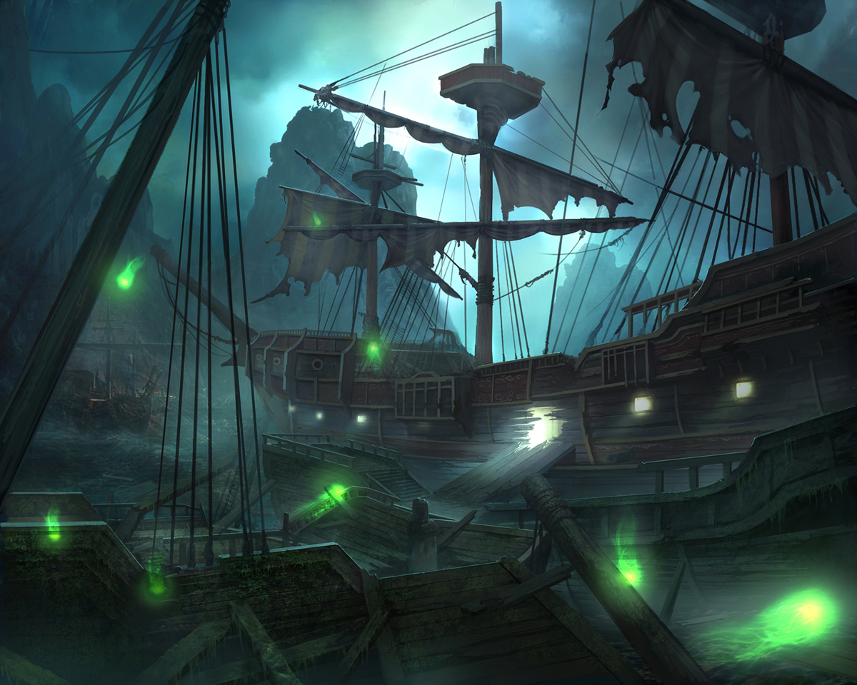 ghost pirate ship painting