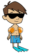 Noah with Bathing Suit Flippers Sunglasses and Water Wings
