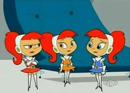 Optica(left), Roxanne(right), and Destructa(Middle) in human form.