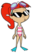 Betty Swimsuit with Normal Hair Flippers Sunglasses Goggles and Blowing Bubbles