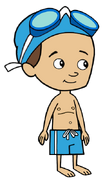 Noah Parker with goggles and swimcap