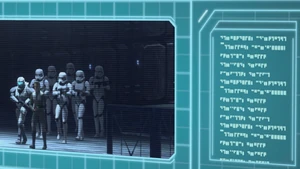 Alternative Aurebesh numerals on a monitor in the  in the Star Wars: The Bad Batch episode ""