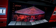 An interface display aboard Snoke's flagship, the Supremacy, visualizing the ship's defenses