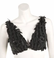 Britney Spears' dark green and black leather and suede fembot bra.