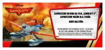 Zaproszenie na film Samoloty 2 w kinie {{"|Cinema City}} w Polsce