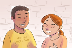 Autistic Man and Woman Happy Stimming.png