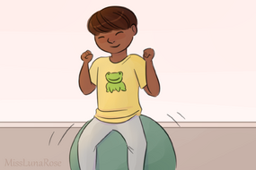 Boy on Exercise Ball Loves Frogs