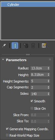 Close-up of the cylinder properties