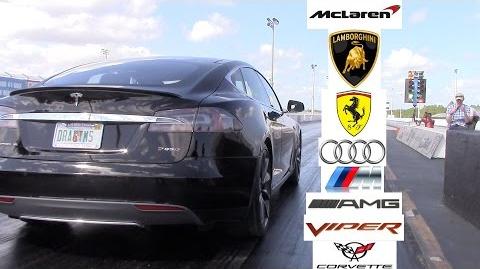 Tesla Model S P85D P85 Racing the World 0-60 MPH (Ferrari, Lamborghini, Audi, Viper, Vette, AMG, M)