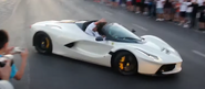 LaFerrari white-burnout.png (601 KB) White LaFerrari Aperta doing a burnout in a large crowd.