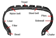 Cross section of a tire