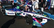 da Costa's car in the 2017 New York City ePrix paddock prior to qualifying