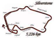 1991 to 1993: Redesigned track (every corner except for Woodcote & Abbey is redesigned), incorporating the new Becketts, Vale, Priory and Luffield corner complexes and elevation changes throughout the track. Lap record: Nigel Mansell, Williams- Renault, 1:18.965 (1992 British Grand Prix)