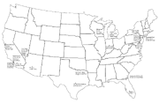 A map of all the Grands Prix held in the United States