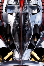 The 's rear engine cover designed to direct airflow towards the rear wing