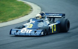 The  being driven by  at the  at the Nurburgring. The '76 Swedish GP was its only win, and Scheckter won this race from the pole.