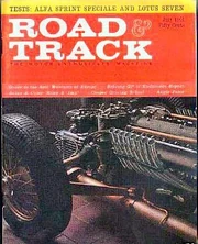 Cover of Road & Track magazine showing Auto Union V16 engine in chassis