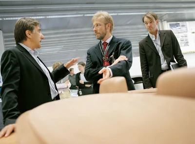 The men directing the course of BMW design for the 21st century: Mike Ninic (Head of Interior Design), Chris Bangle (Director Design) and Adrian van Hooydonk (Head of Exterior Design)