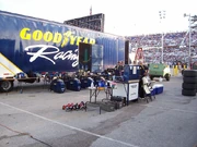 Goodyear trailer at a NASCAR  race