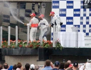 The podium celebrations.