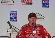 Dixon talks to the press after winning the Pocono IndyCar 400 in 2013