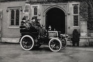 The Duchess of York taking her first drive in a motor car in Monmouth, 29 October 1900