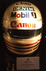 Brundle's helmet on display in the  team's museum.