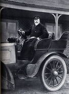 King Edward VII behind the wheel of a 24-horse-power Daimler of 1901, pictured in April 1902, the year of his coronation.