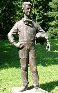 A statue of Wolfgang Graf Berghe von Trips in Kerpen, Germany
